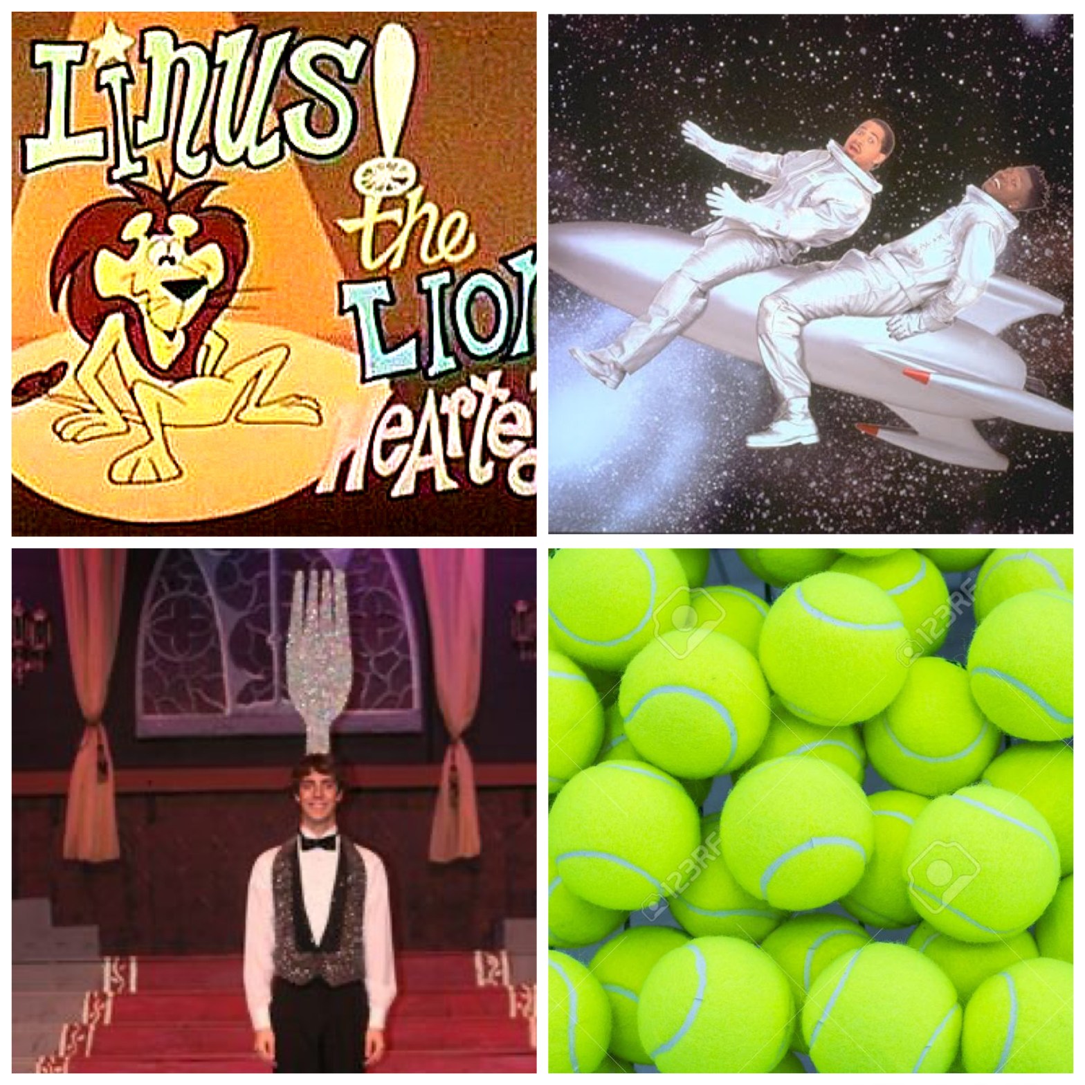 Linus the Lionhearted, Homeboys in Outer Space, a dancing fork, and tennis balls. This will all make sense if you listen to the podcast episode.