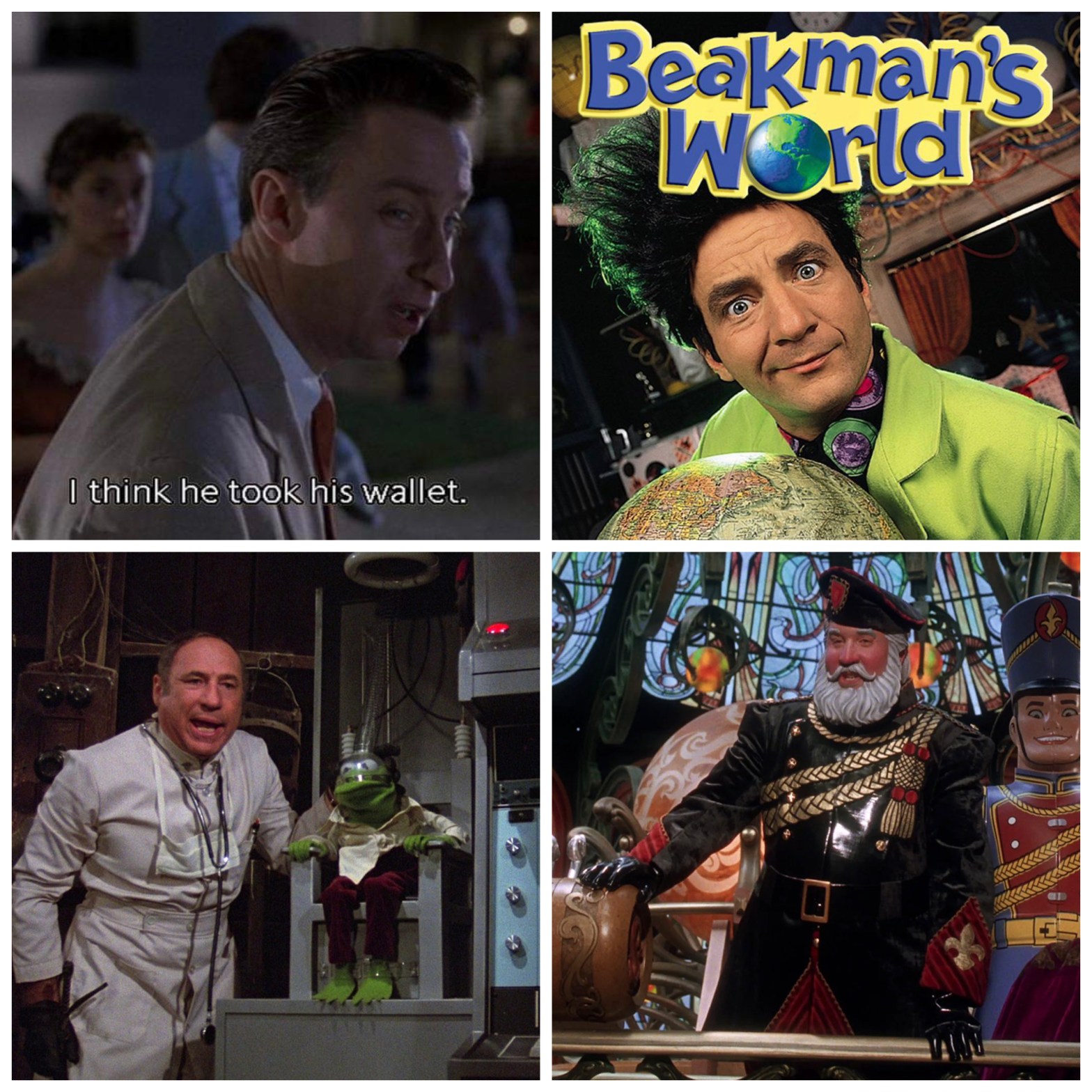 The wallet guy from Back To The Future II. Beakman's World. Mel Brooks' character from The Muppet Movie. And fascist toy Santa from The Santa Clause 2.
