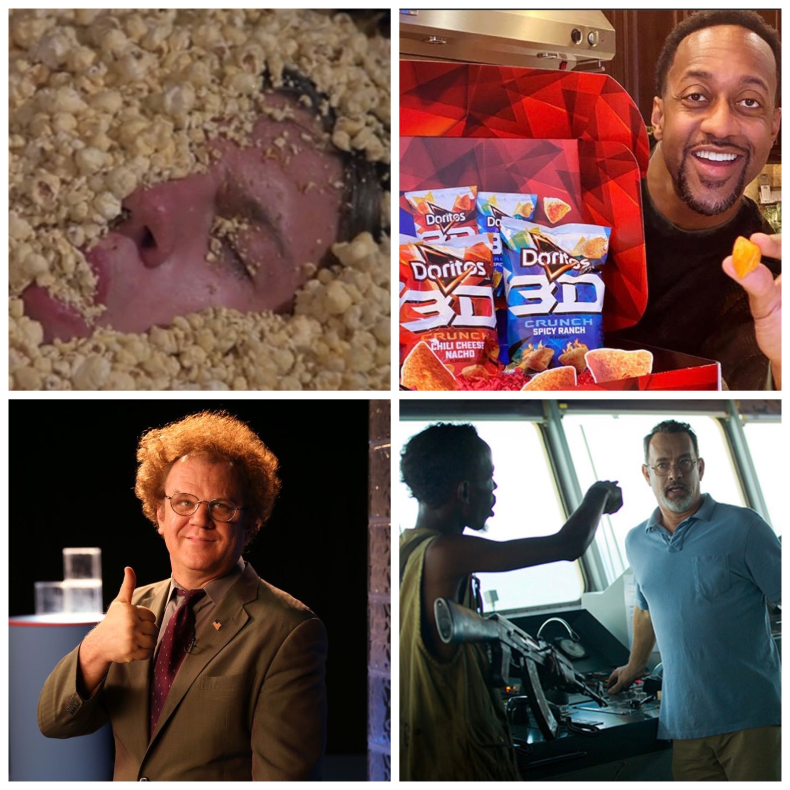 The popcorn scene from Troll 2. Jaleel White hocking chips. Dr. Steve Brule. I'm the Captain now.