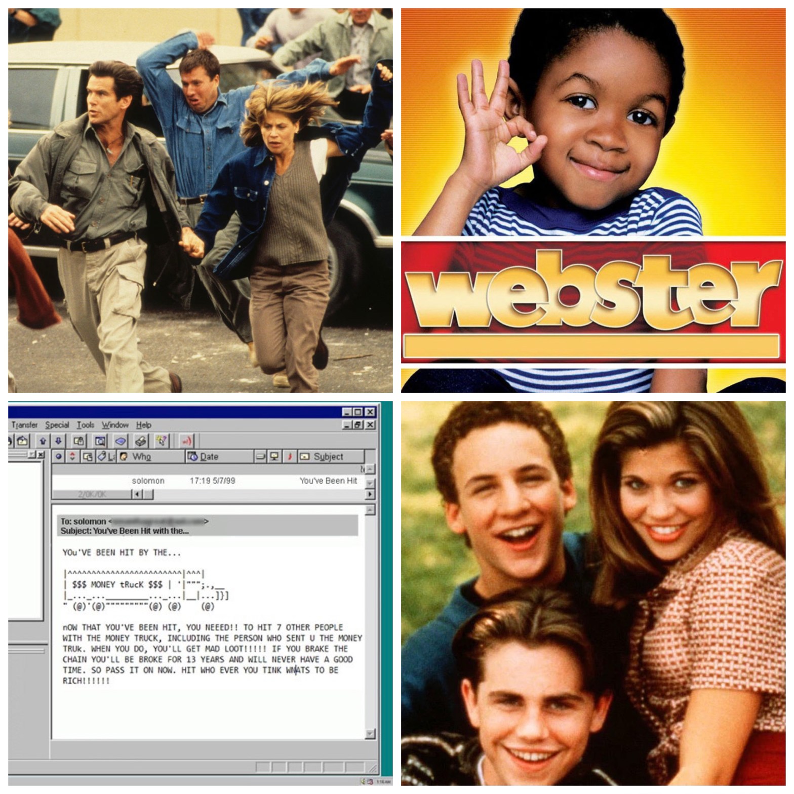 Daunte's Peak, Webster, chain emails, and Boy Meets World.