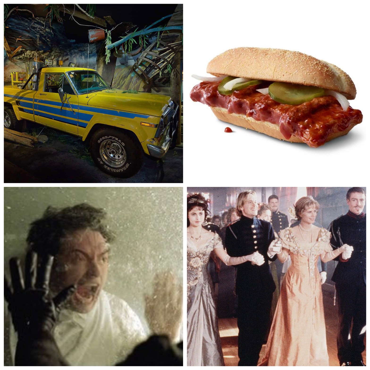 The Dodge Ram from Twister, The McRib, Hugh Jackman in The Prestige, and the double wedding from Twelfth Night.