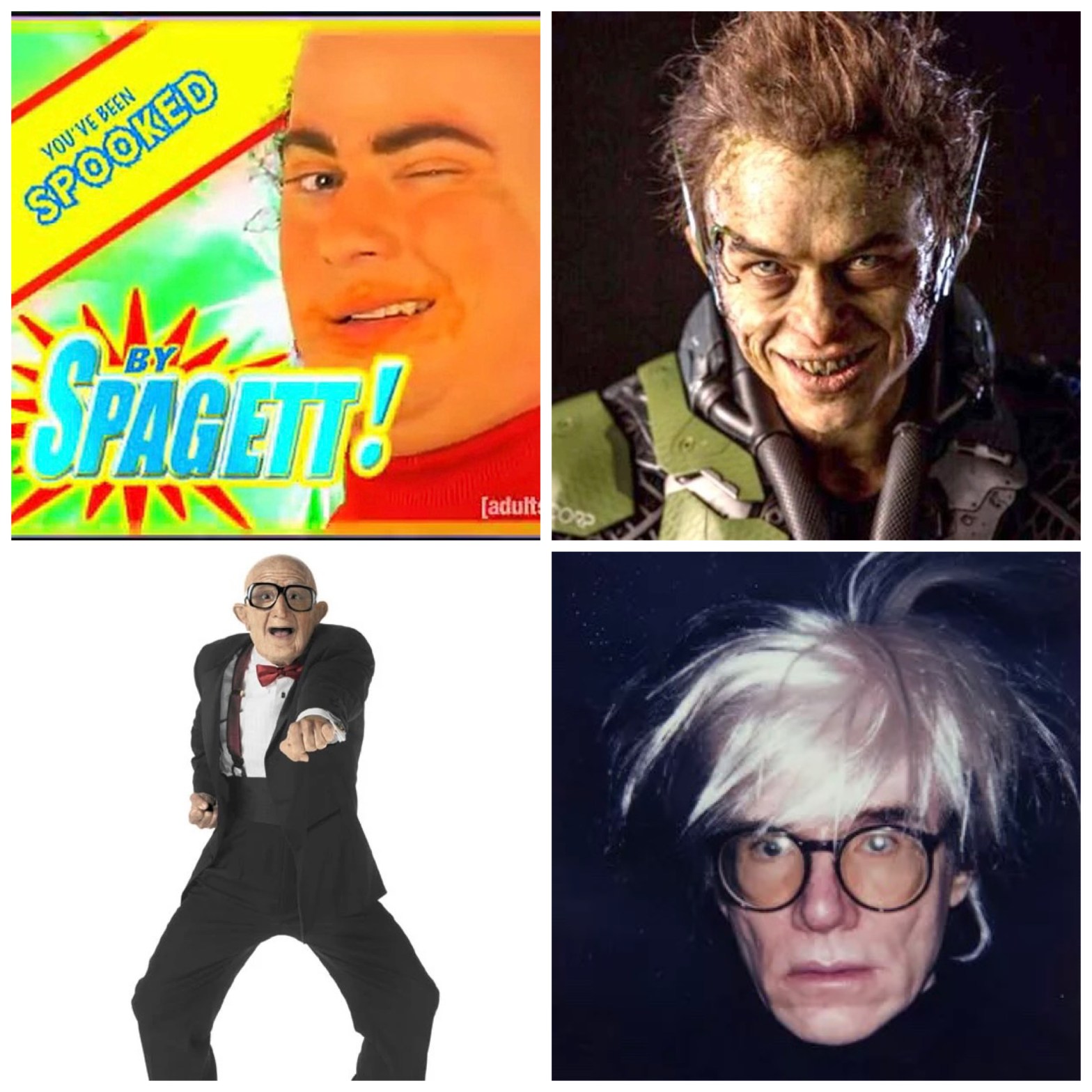 Spagett, Dane Dehaan's Green Goblin, Mr. Six, and Andy Warhol.