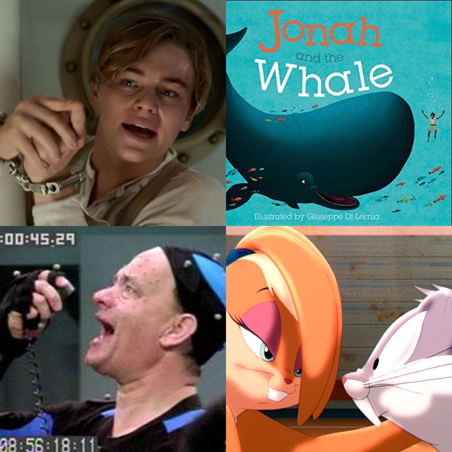 Leo handcuffed to the Titanic. A kid's version of Jonah and the Whale. Tom Hanks recording weird footage for Polar Express. Lola and Bugs Bunny.