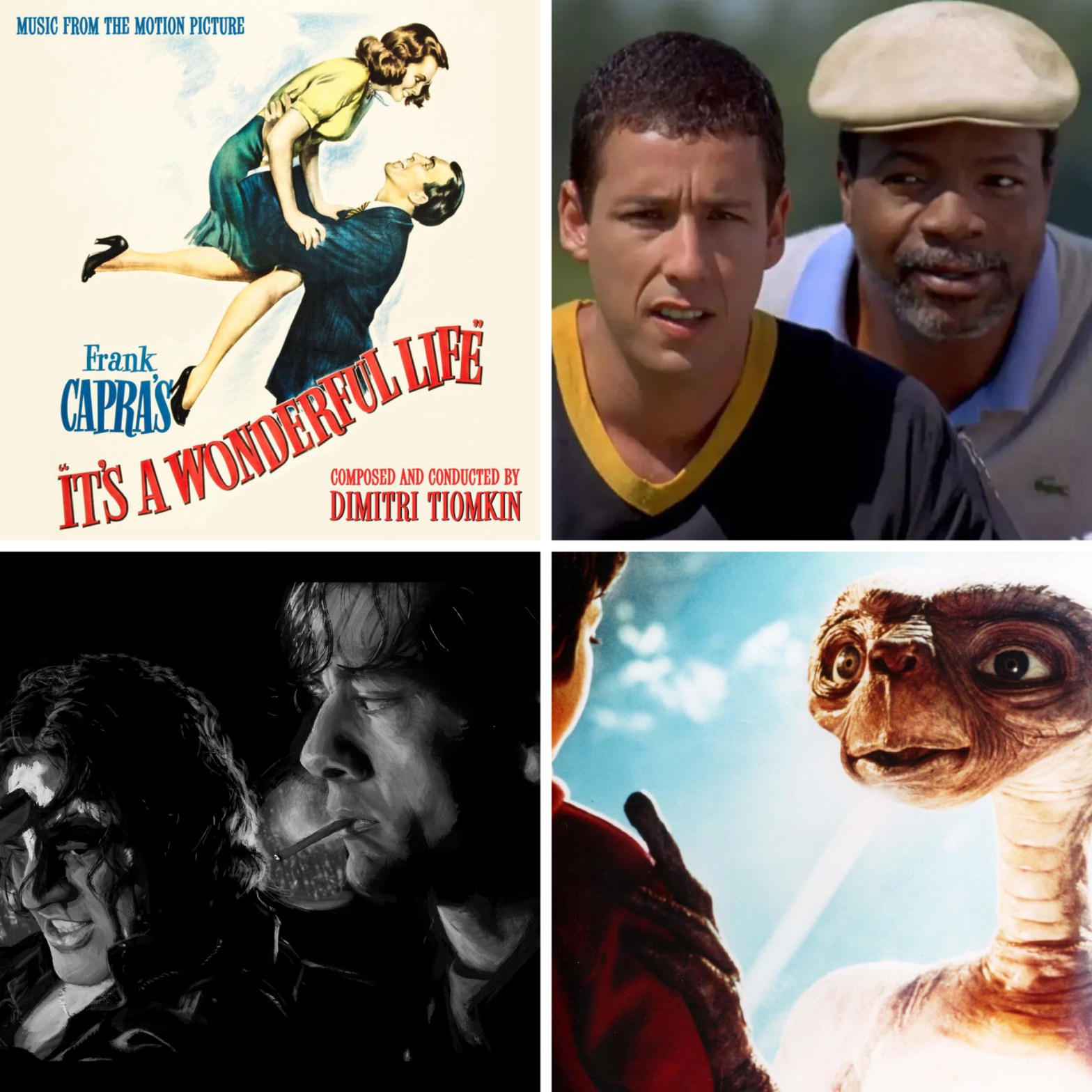 The soundtrack from It's A Wonderful Life, Carl Weathers in Happy Gilmore, Clive Owen's chips being down in Sin City, and E.T. the Extra-Terrestrial.