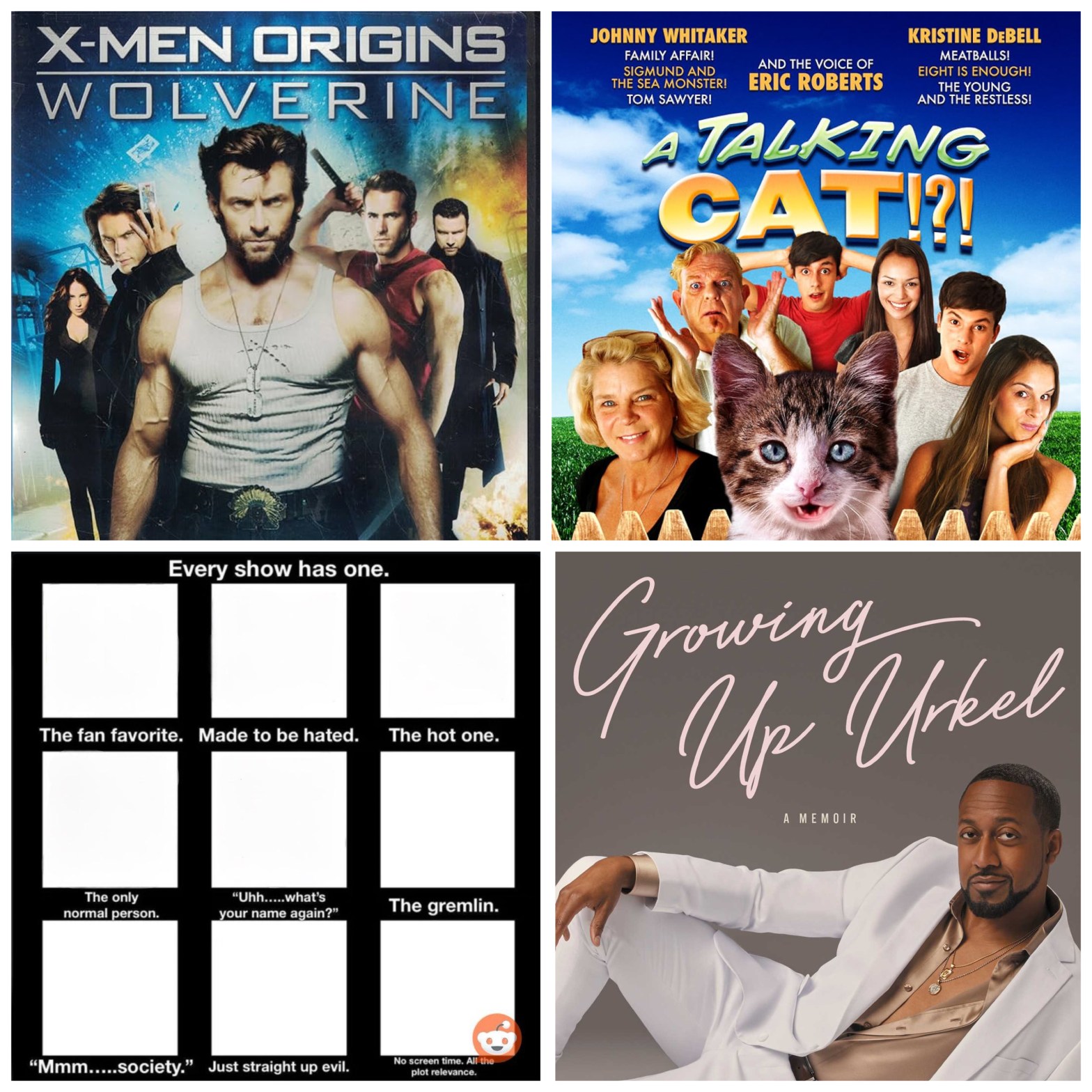 X-Men Origins: Wolverine, A Talking Cat!?!, a superlative grid, and Growing Up Urkel.