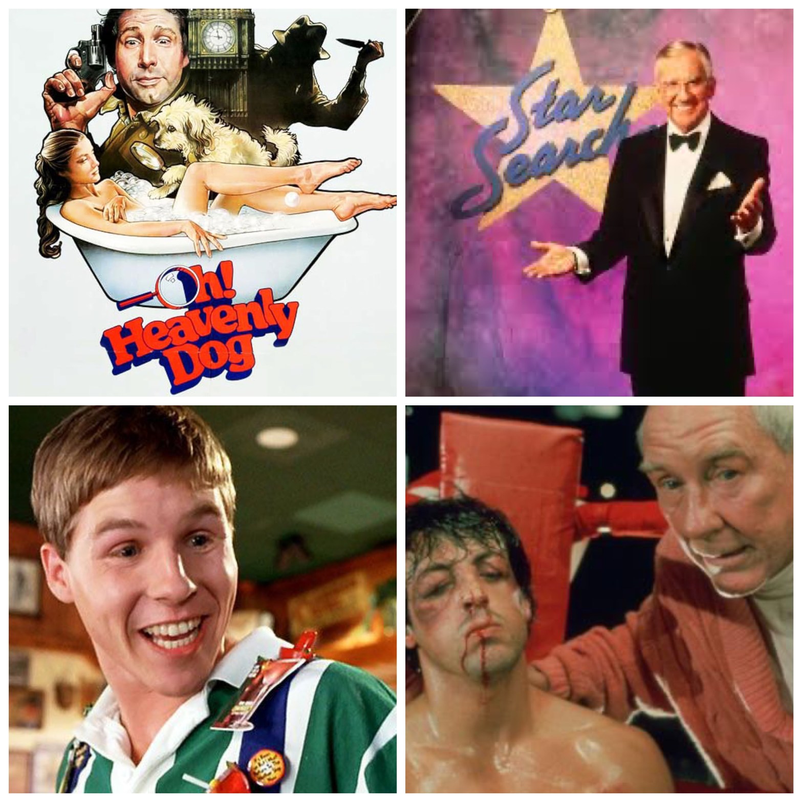 The poster for Oh Heavenly Dog. Ed McMahon hosting Star Search. The guy with all the flair from Office Space. Rocky asking Mick to cut him.