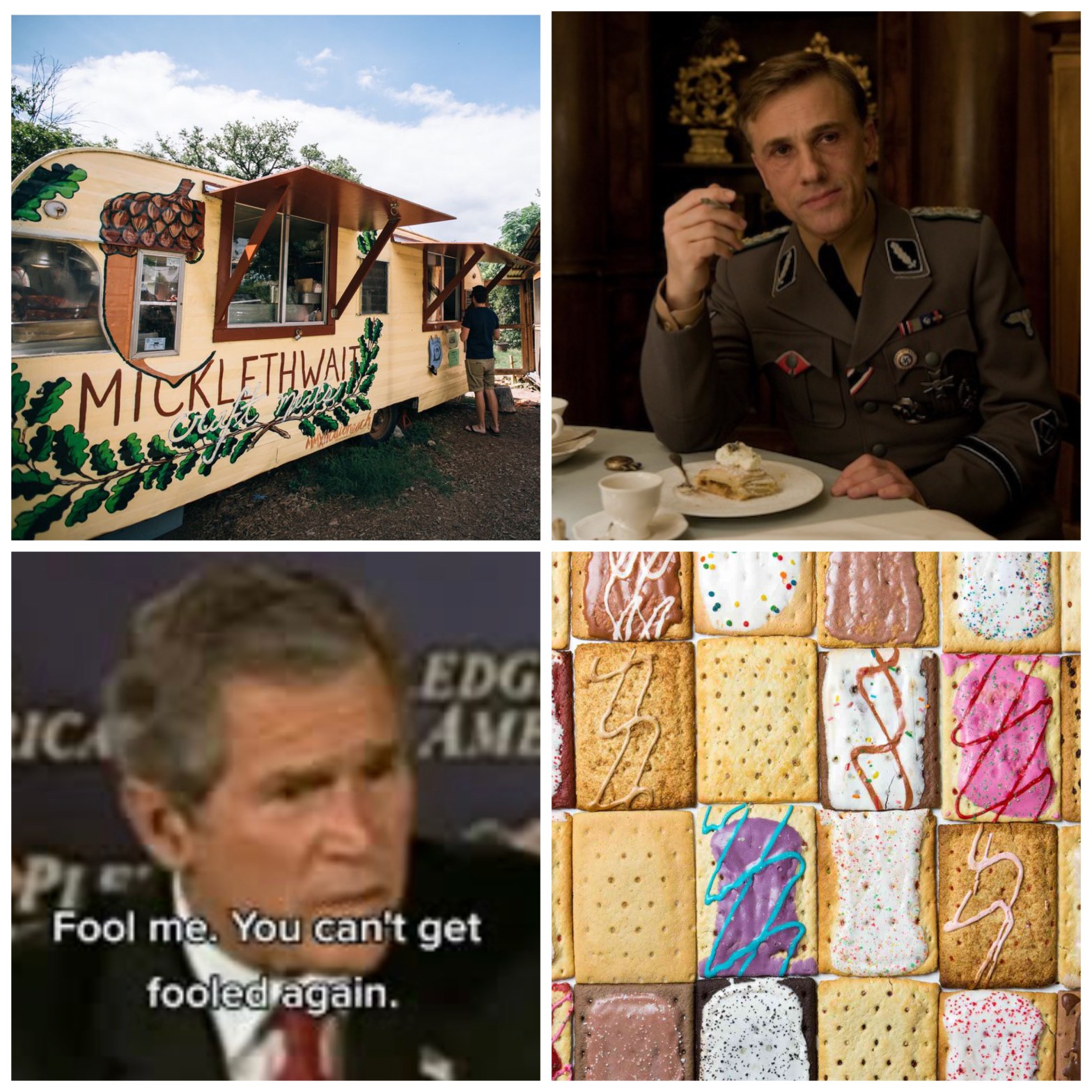 Mickelthwait Barbecue in Austin, the strudel in Inglourious Basterds, a classic George W Bush-ism, and a lot of Pop-Tarts.