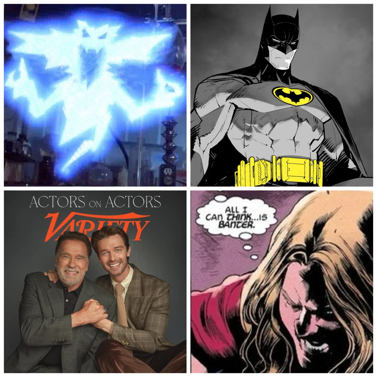 An electric gremlin, Dan Mora’s Batman, the Schwarzenegger Actors on Actors, and Thor’s inner banter monologue.